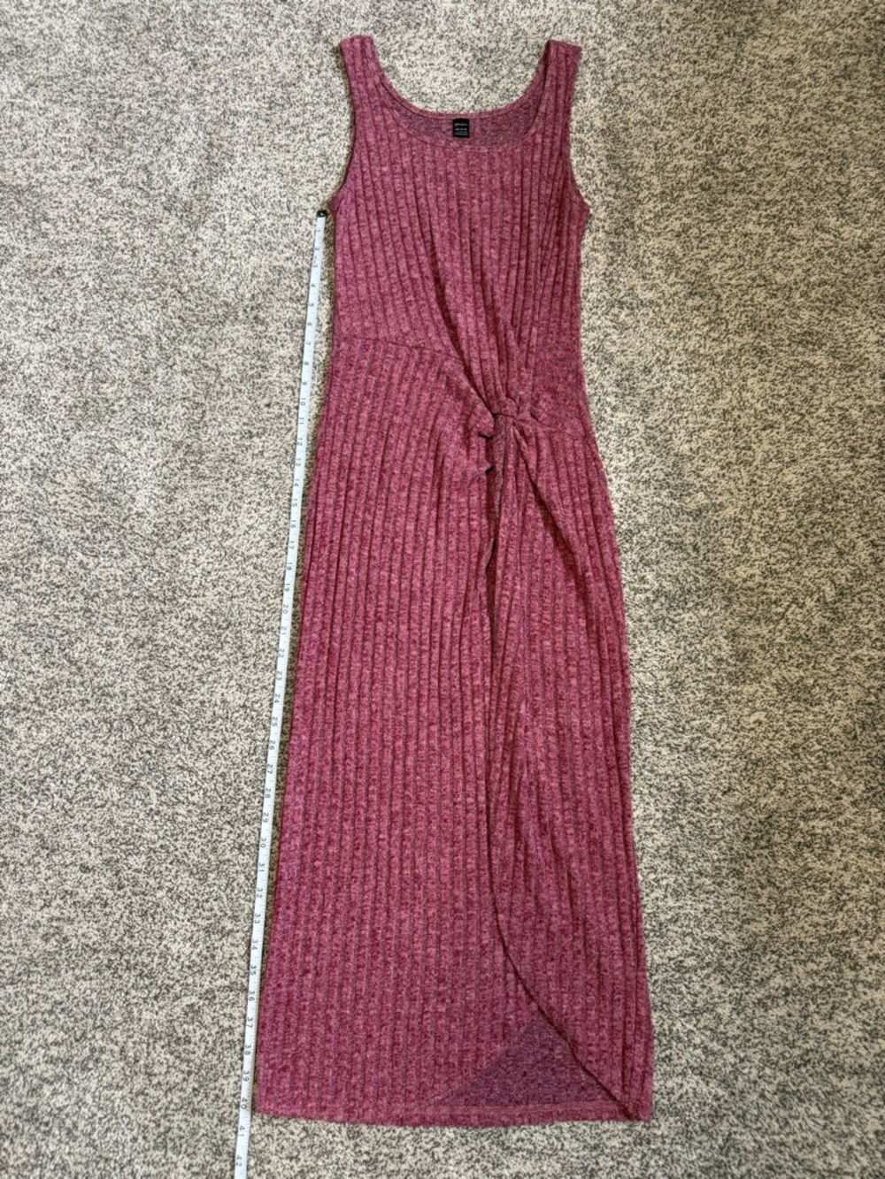 Sleeveless Knot-Front Ribbed Maxi Dress - Mauve Pink
